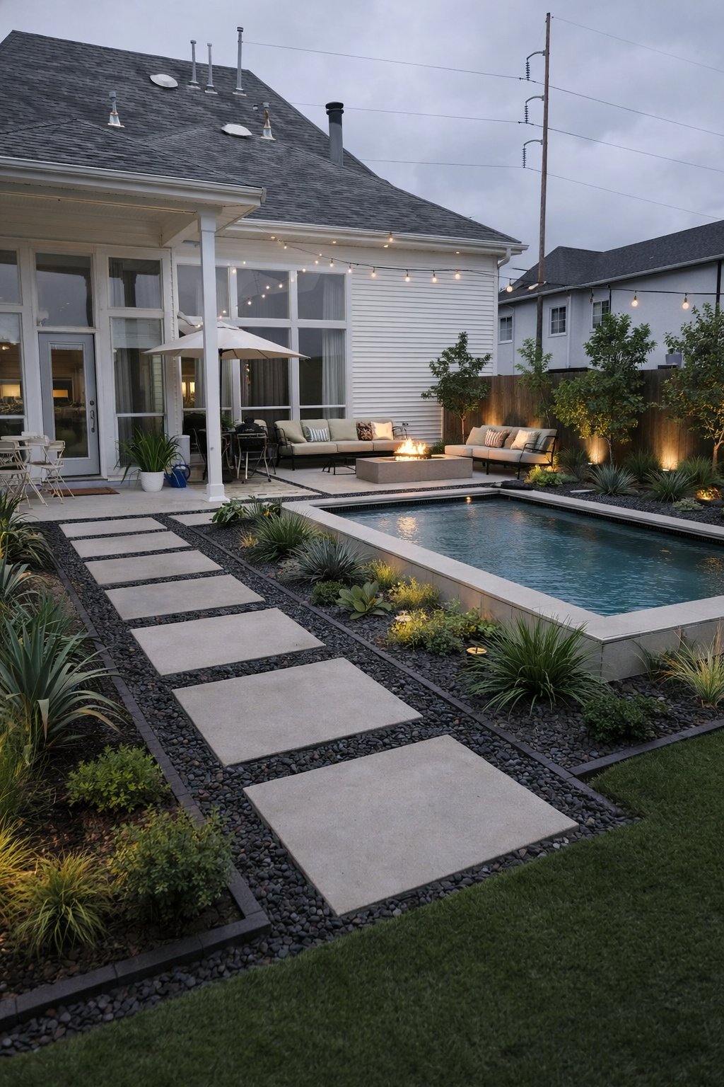 AI rendering of landscaped backyard