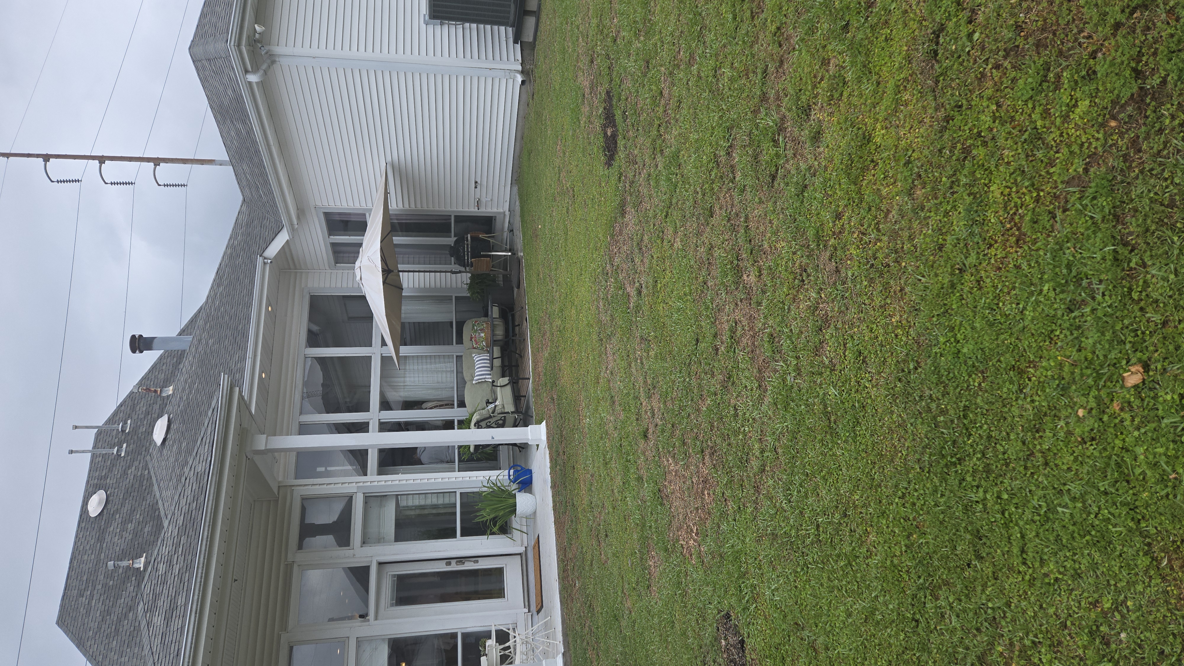 Backyard before, bare and patchy